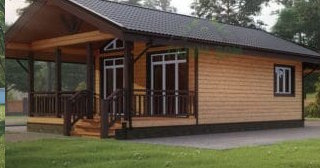 Проект одноэтажного дома из бруса с террасой - Строительство в Назарово от Строй-Нрв от 135343 руб.